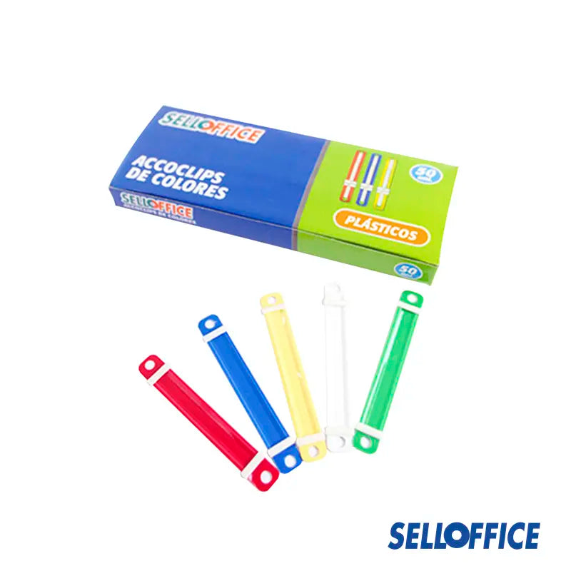 Caja 50 Acco Clips Plásticos Colores