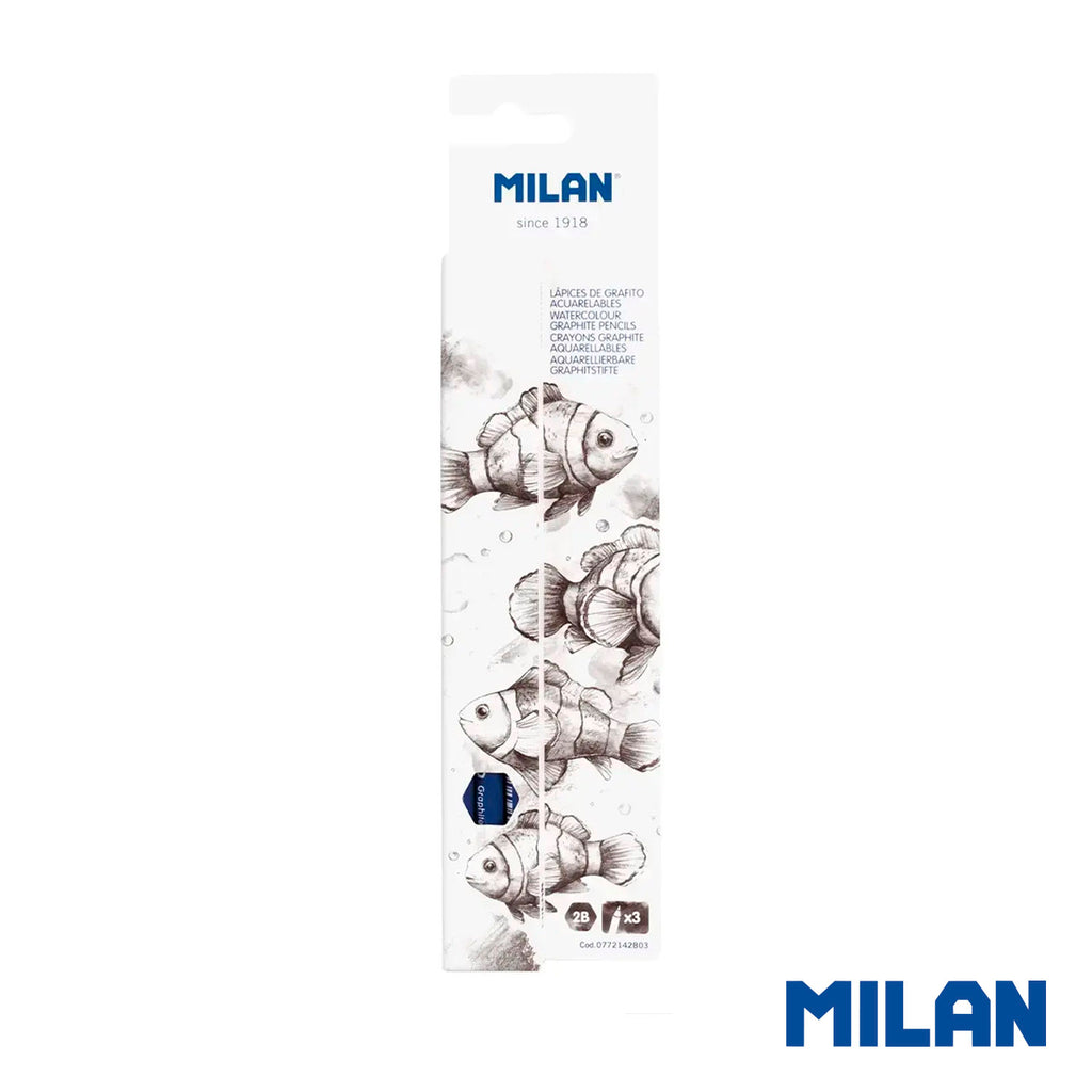 Lápices Grafito Acuarelables 2B Triangulares Milan – Caja 36 Sets de 3