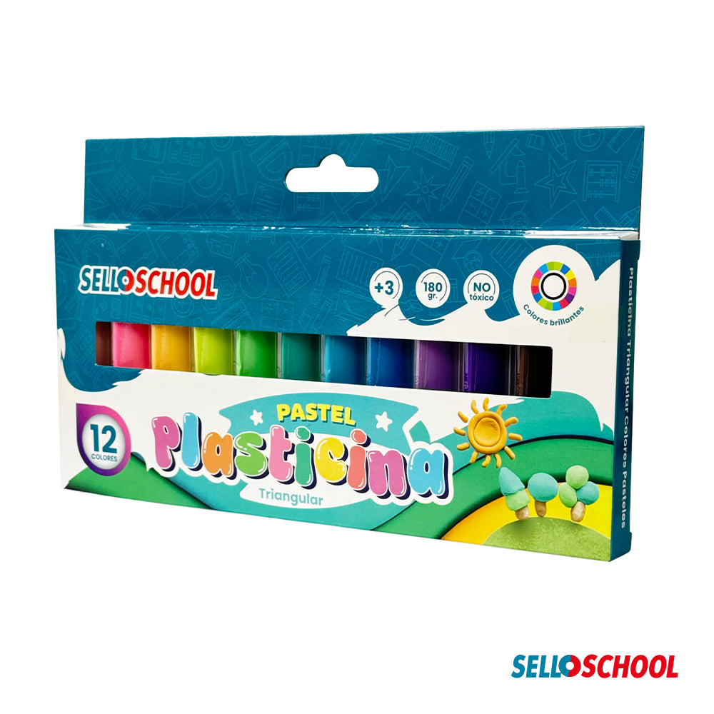 Pack de 12 Cajas de Plasticinas Triangulares Colores Pastel 180 g 12 uni.