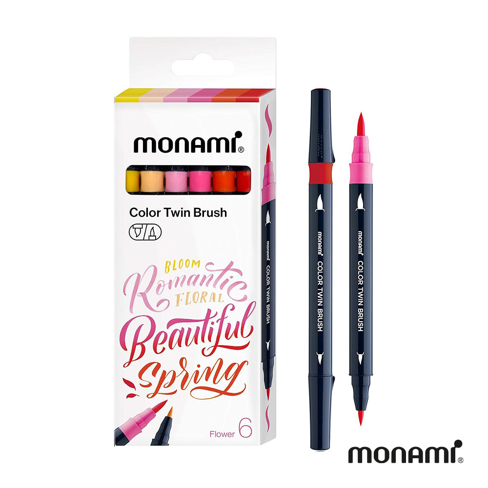 Set de 6 Marcadores Color Twin Brush Monami