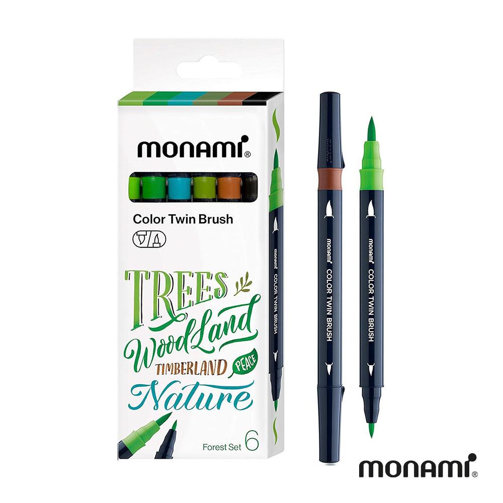 Set de 6 Marcadores Color Twin Brush Monami