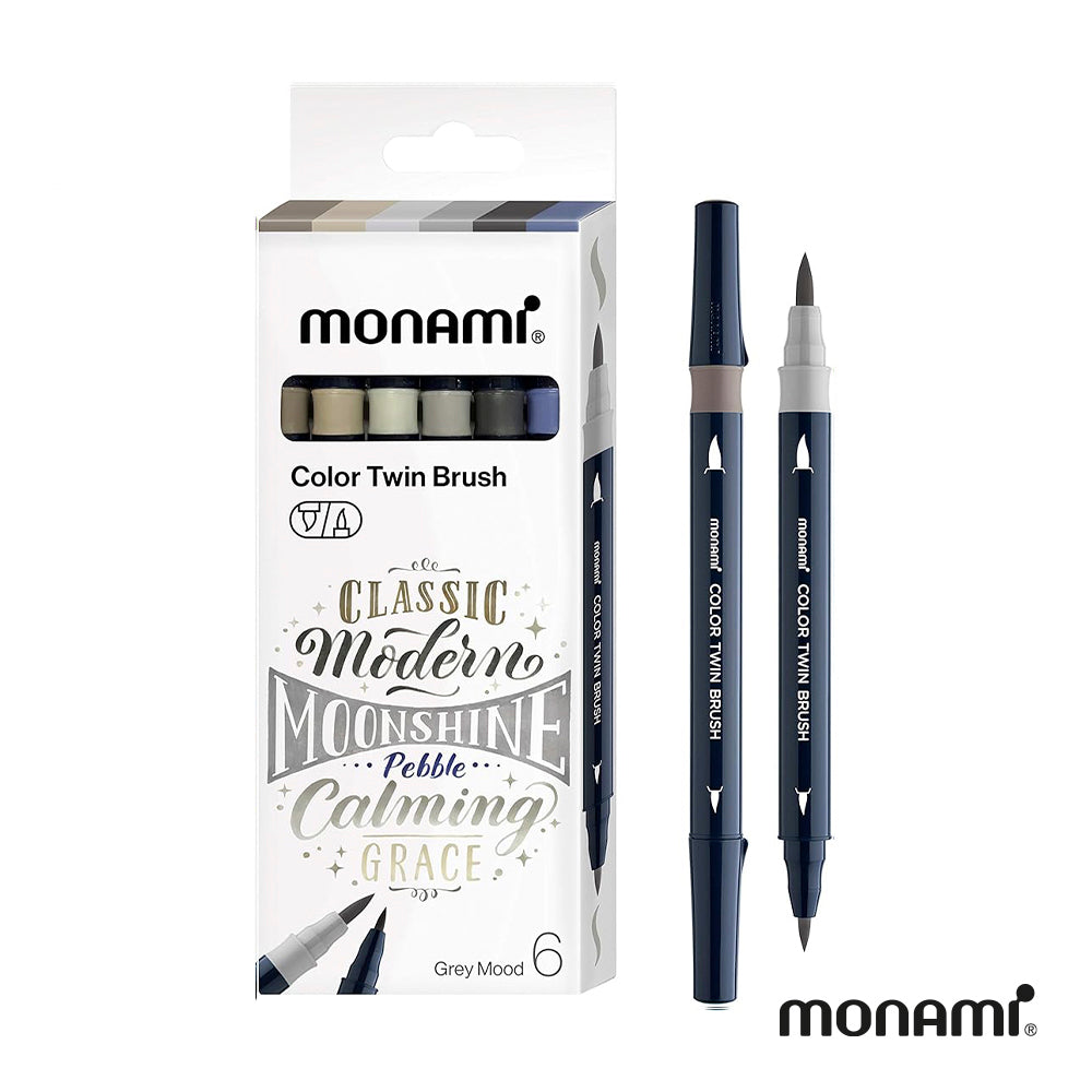Set de 6 Marcadores Color Twin Brush Monami