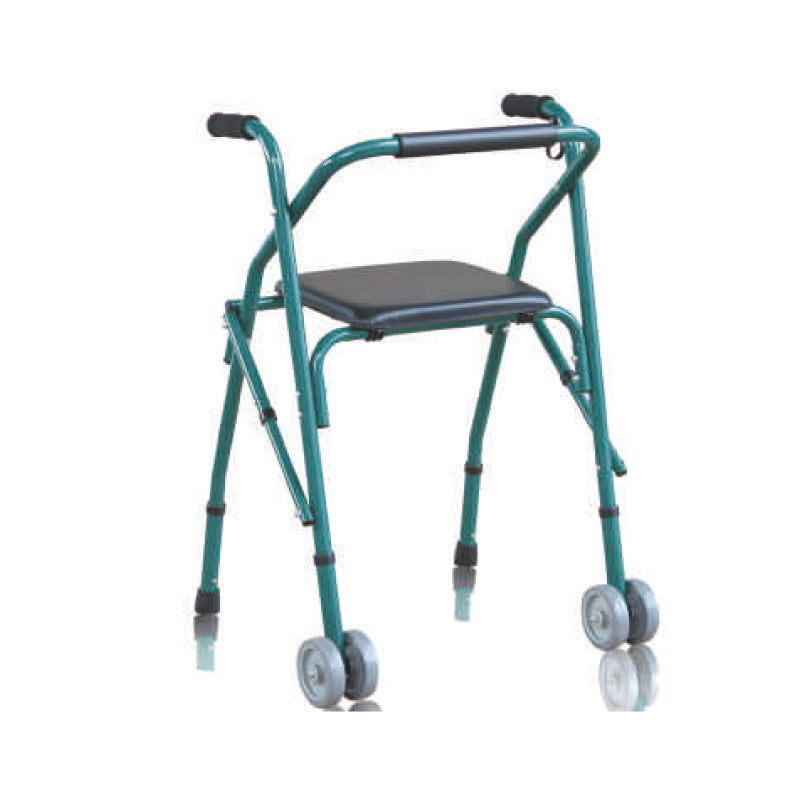 Andador con ruedas y silla plegable