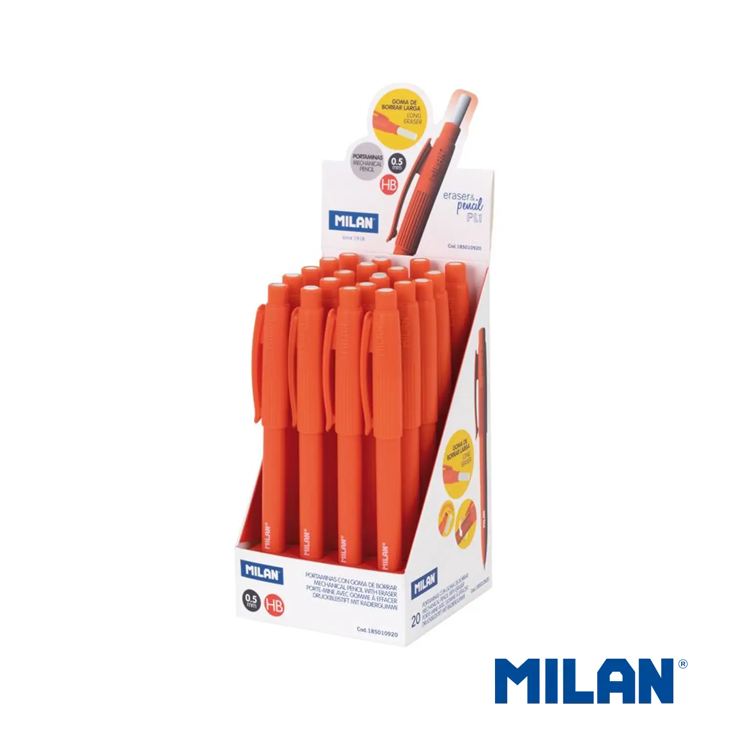 Caja 20un Portaminas PL1 0,5mm HB Naranjo – Adioffice