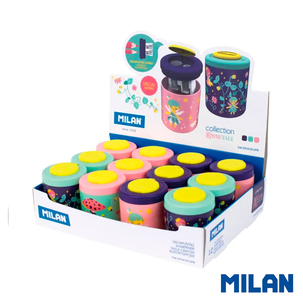 Caja de 12 Sacapuntas Doble con Depósito Fairy Tale Series Milan