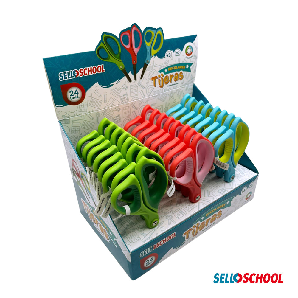 Tijera de Escritorio Antideslizante 5,5" Selloschool – Caja 24 Unidades