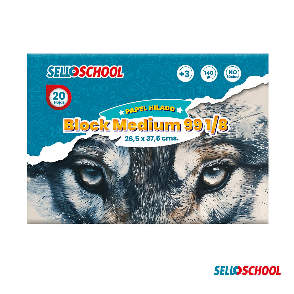 Block de Dibujo Medium 99 1/8 20 Hojas Selloschool – Caja 25 Unidades