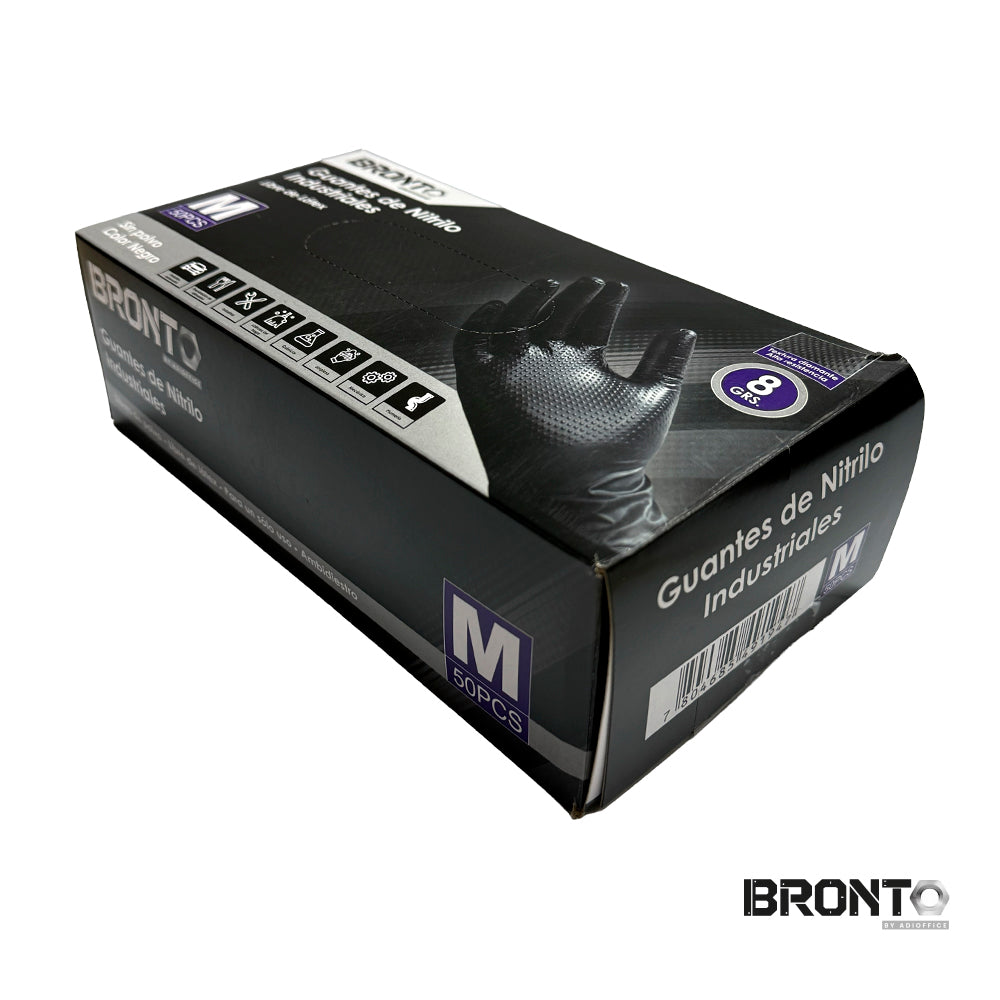 Pack de 10 Cajas de 50 Guantes Desechables de Nitrilo 8 g Negros Talla M