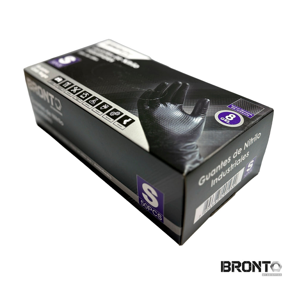 Pack de 10 Cajas de 50 Guantes Desechables de Nitrilo 8 g Negros Talla S
