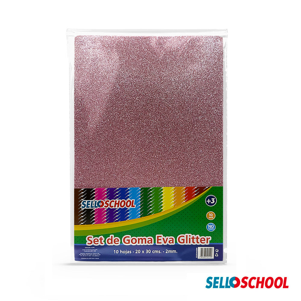 Pack de 6 Sets de Goma Eva Glitter 20 x 30 cm