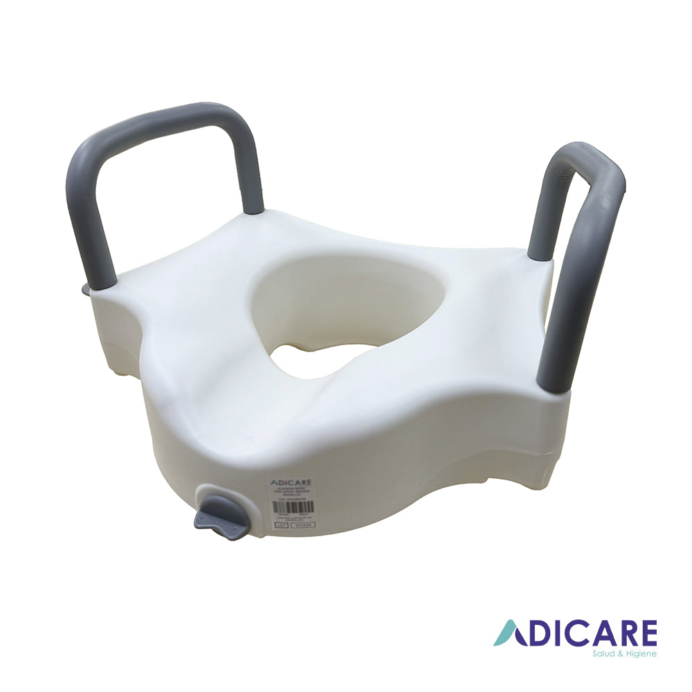 ALZADOR DE BAÑO CON APOYA BRAZOS Y MANILLAS