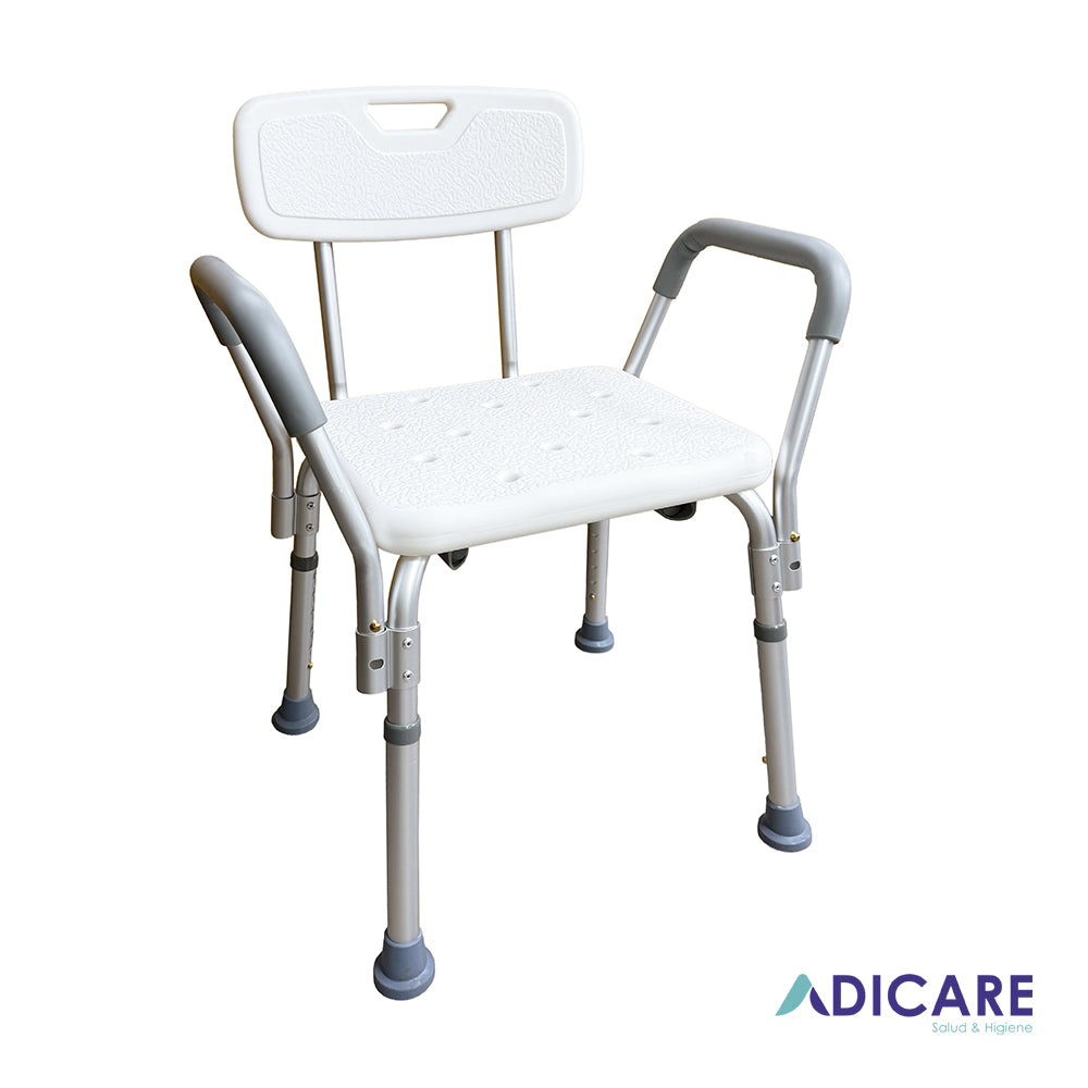 Silla para ducha con respaldo y apoya brazos