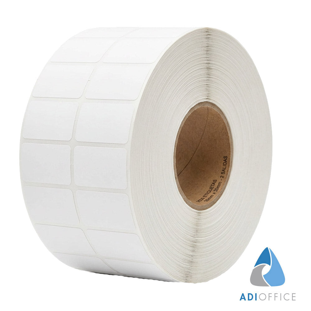 Rollo(s)de 2500 etiq.para Codigos de Barras,50x30mm.,2 salidas
