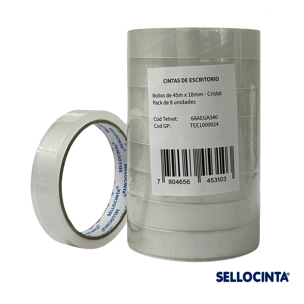 Pack 8 uni. Cintas Escritorio 18mm x 45m