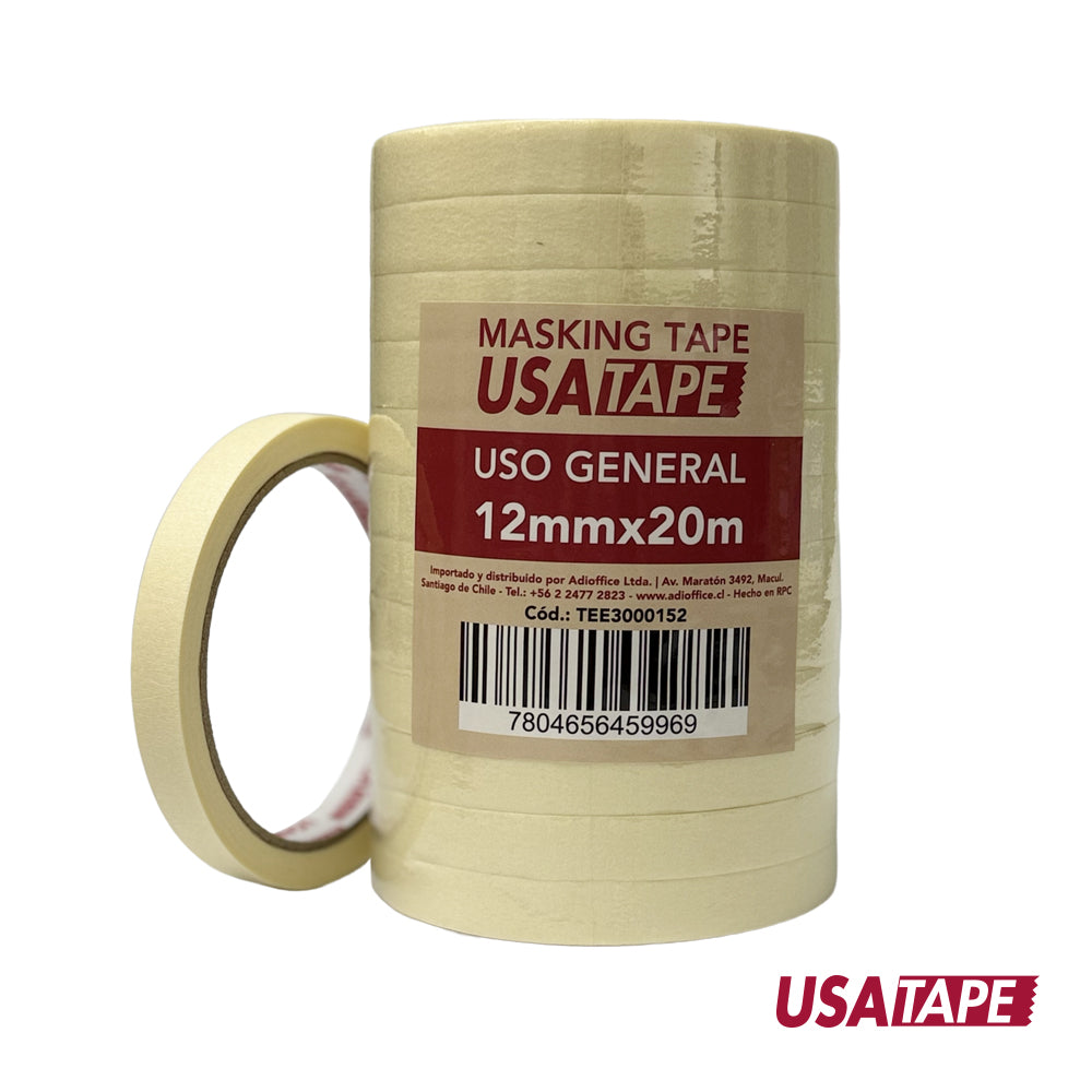 Pack de 72 rollos, Masking Tape 12mm. x 20m. UsaTape