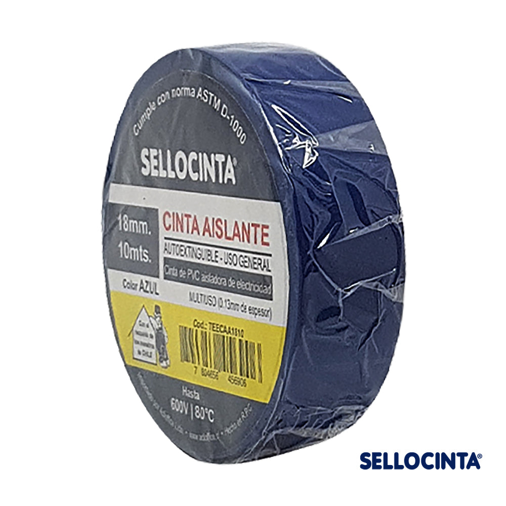 Pack de 10 Cintas Aislante de electricidad 18mm x  10mts. de 1 color