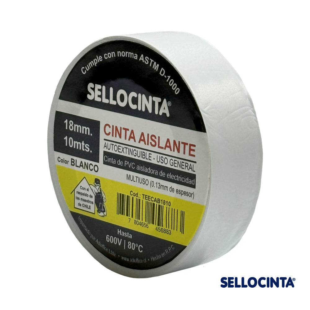 Pack de 10 Cintas Aislante de electricidad 18mm x  10m de 1 color
