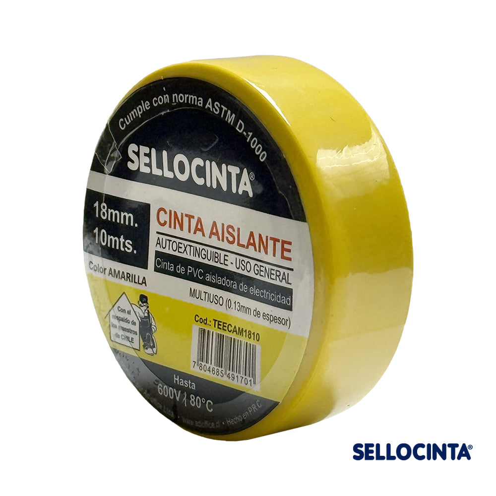 Pack de 10 Cintas Aislante de electricidad 18mm x  10m de 1 color