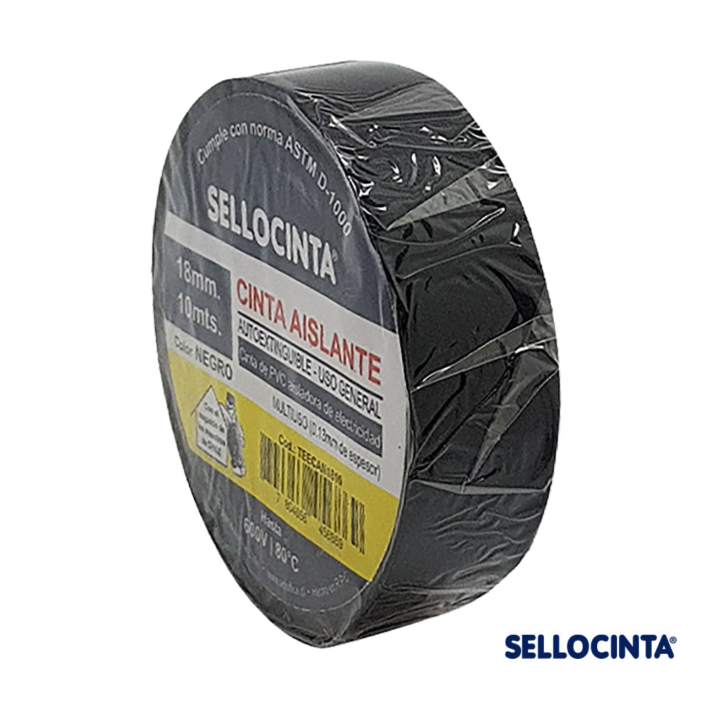 Pack de 10 Cintas Aislante de electricidad 18mm x  10mts. de 1 color