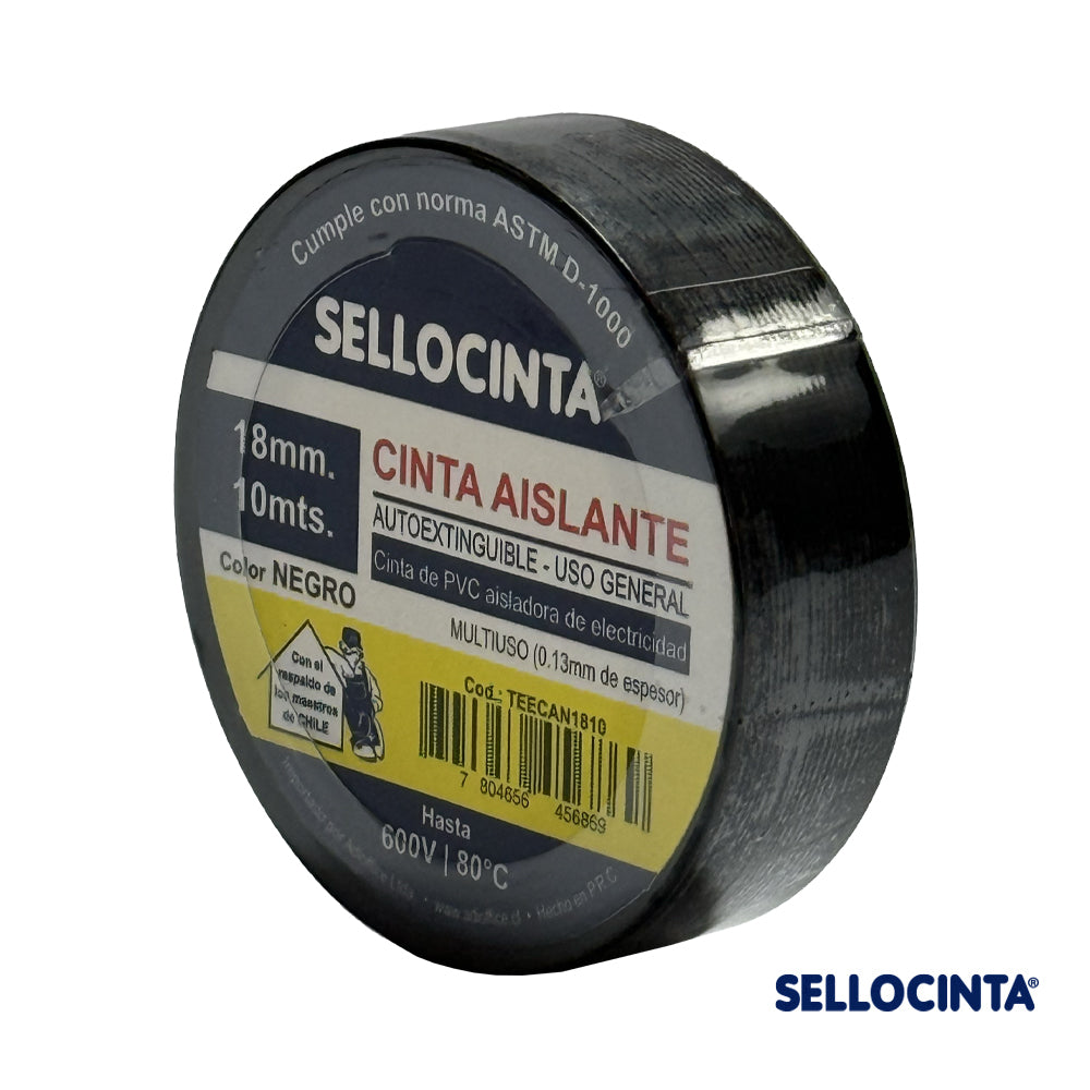 Pack de 10 Cintas Aislante de electricidad 18mm x  10m de 1 color