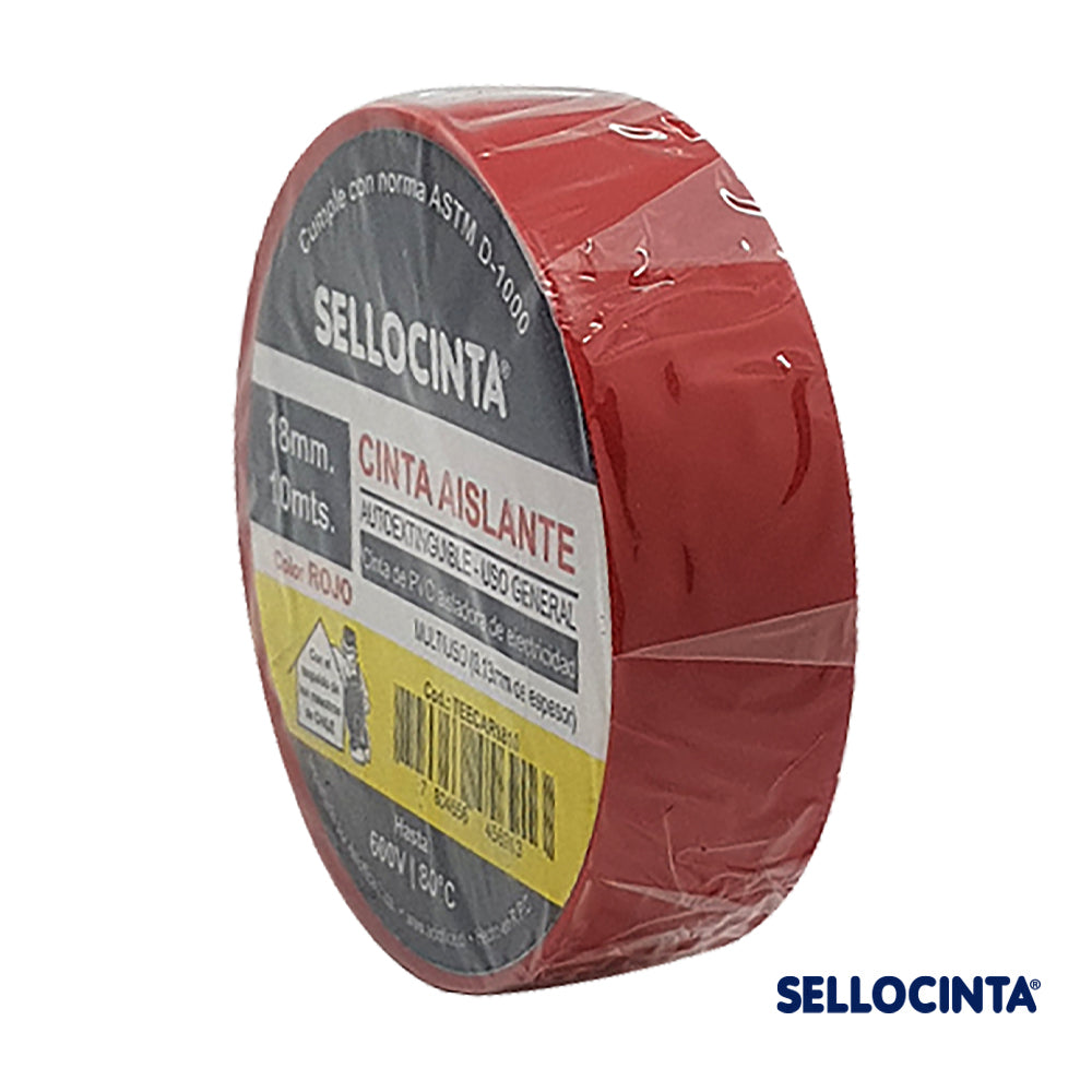 Pack de 10 Cintas Aislante de electricidad 18mm x  10mts. de 1 color