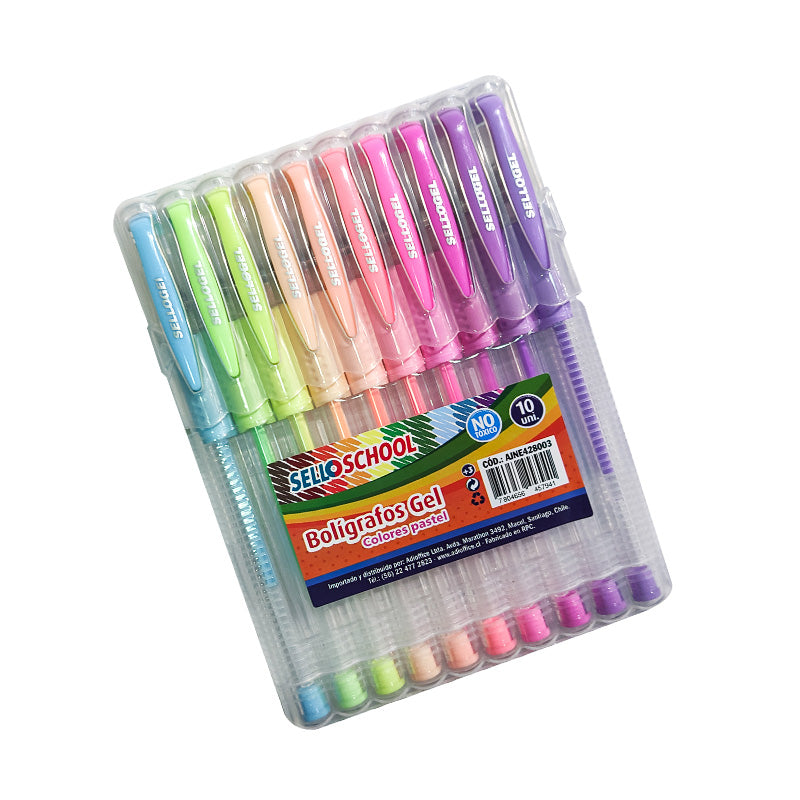 Bolígrafos Gel Pastel Selloschool (10 colores) – Papeles Gráficos